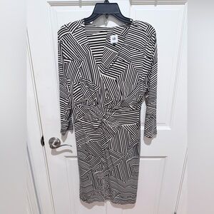 CAbi Brown and Cream Striped  Dress, Size S